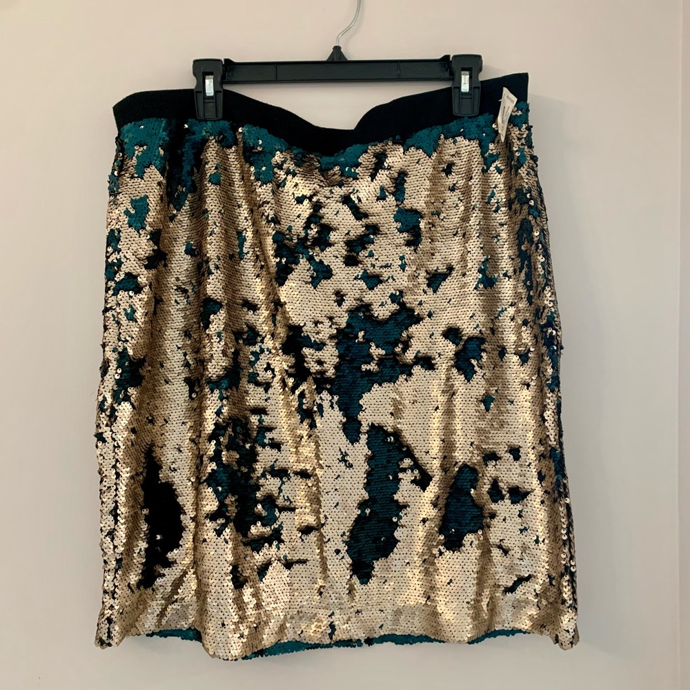 mark. Dazzling Gold and Green Sequin Mini Skirt
